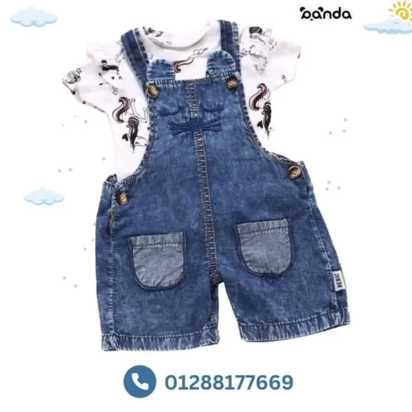 سلوبيت بناتي جينز مع تيشرت قطني